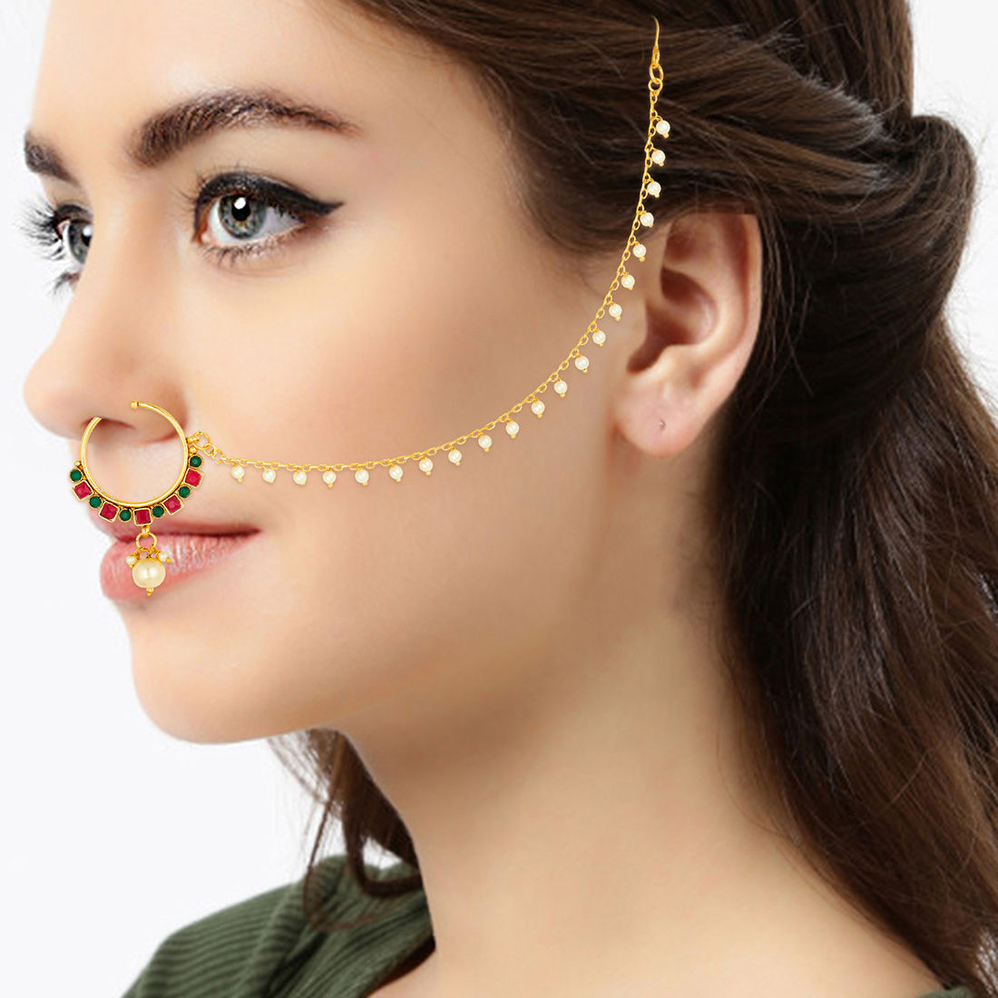 Big nose ring hot sale with chain