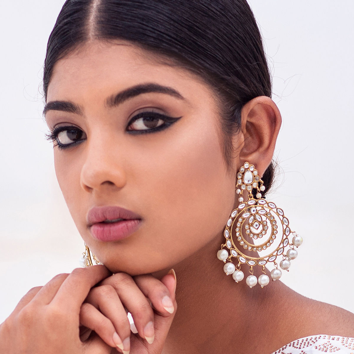 white ethnic earrings