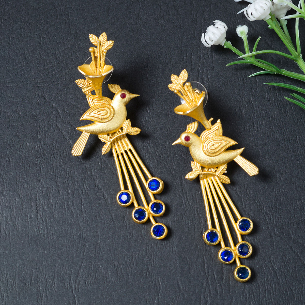 Navy blue earrings for saree Womens designer earrings at 1250  Azilaa