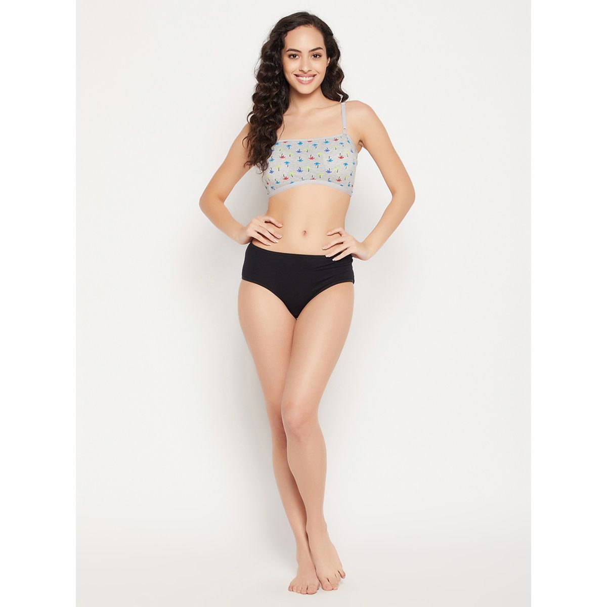 Buy Padded Non-Wired Full Cup Palm Tree Print Teenage Bra in Light Grey  with Removable Pads - Cotton Online India, Best Prices, COD - Clovia -  BB0023B01