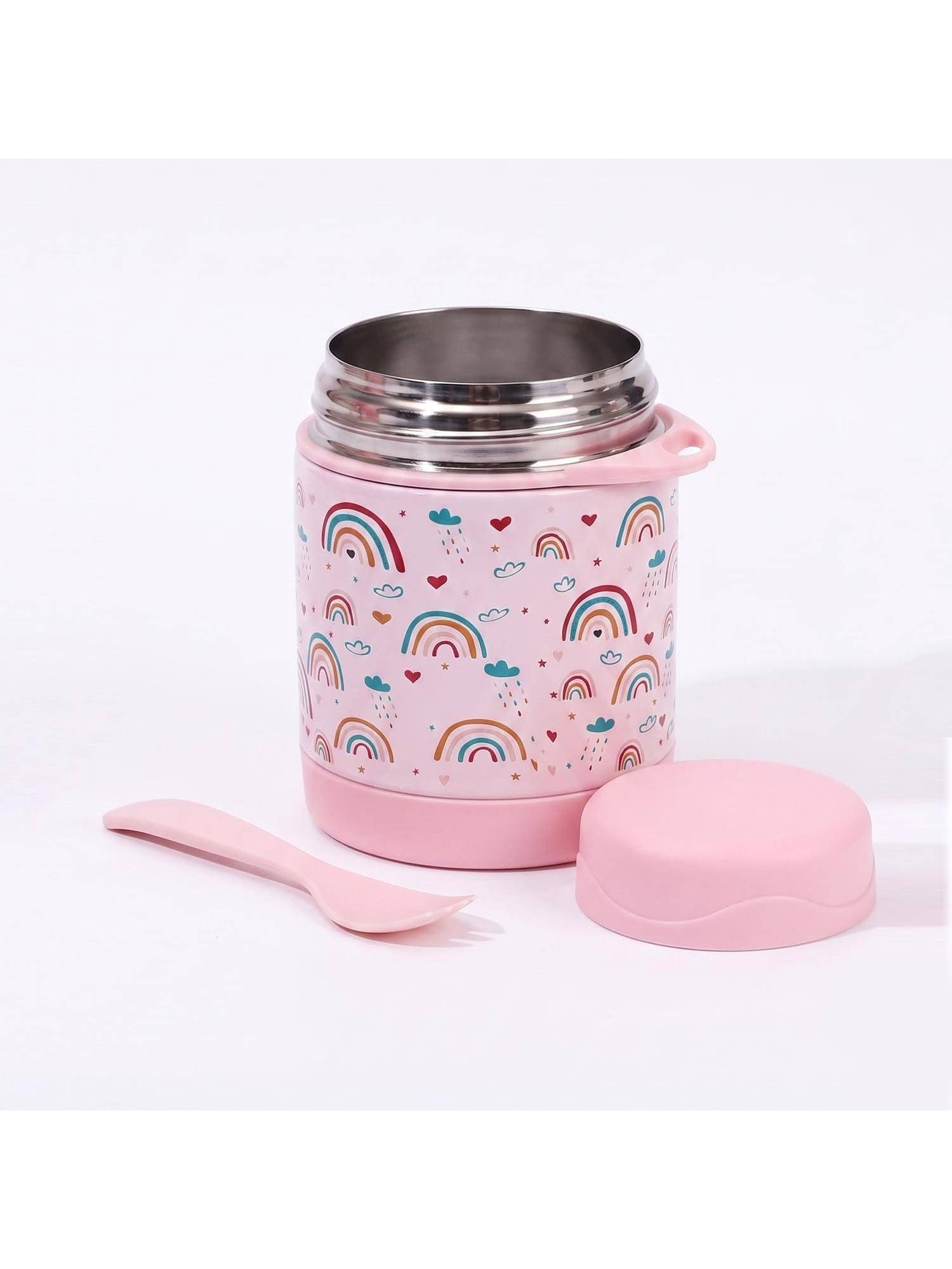 House of Quirk Pink Baby Feeding Bowl with Spoon Thermal Food Container (M)
