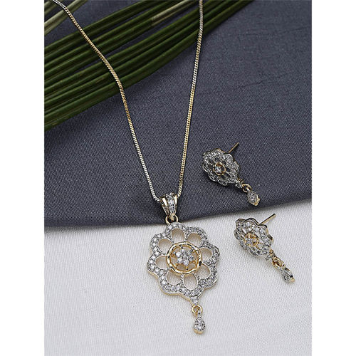 Zerokaata American Diamond Classic Floral Pendant Necklace Set Buy Zerokaata American Diamond Classic Floral Pendant Necklace Set Online At Best Price In India Nykaa 2 pc pendant chain set icy dog tag + ruby simulate gold plated hip hop necklace. zerokaata american diamond classic floral pendant necklace set