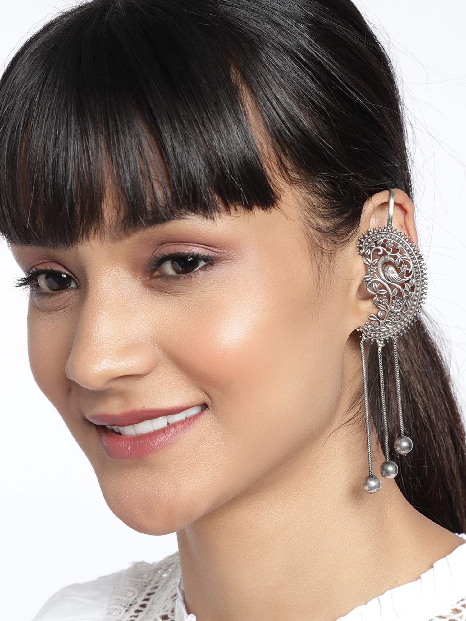 BINNI German Silver Peacock Ear Cuff