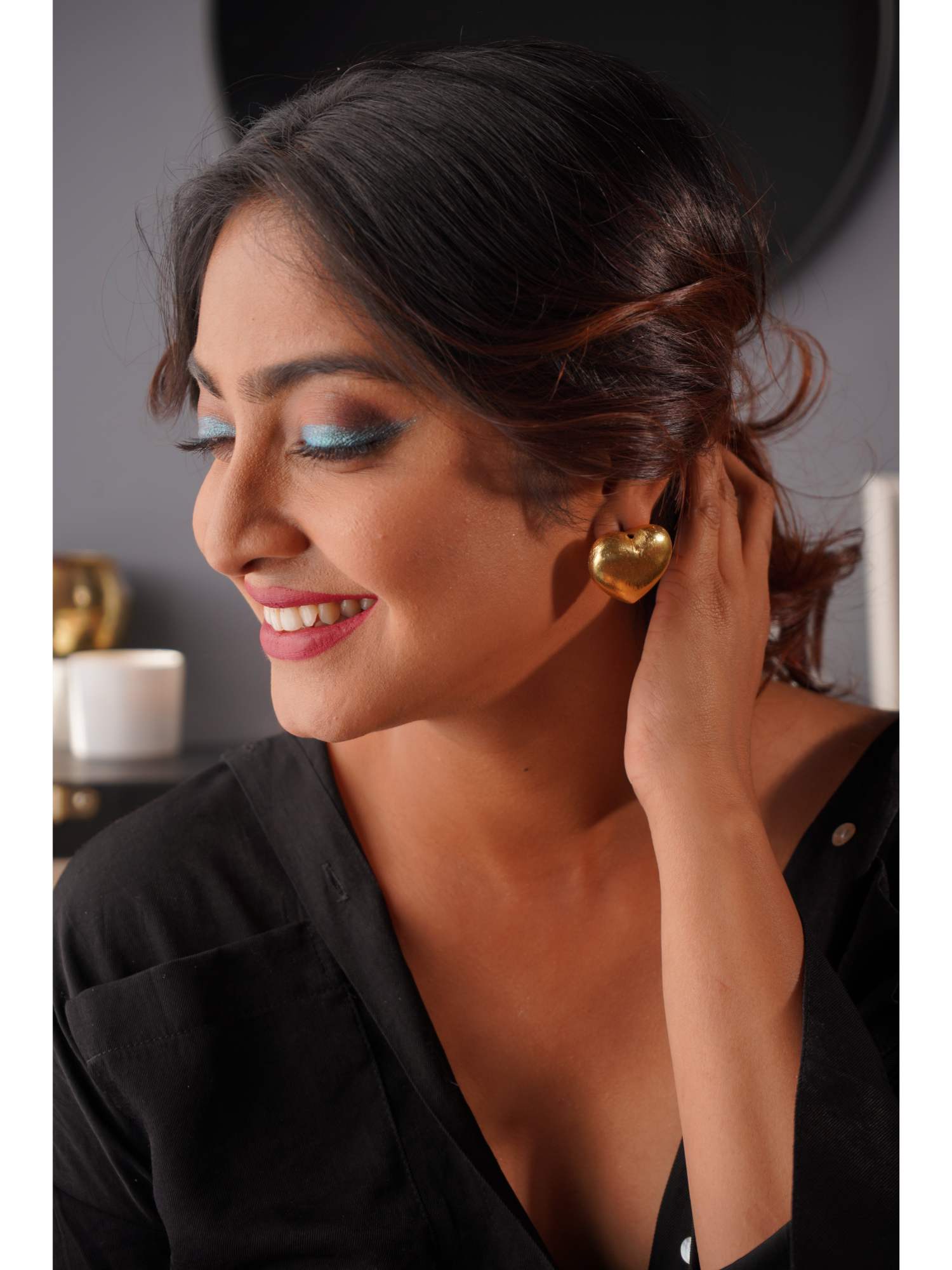 BINNI Anti-Tarnish Golden Hridaya Rupa Earrings