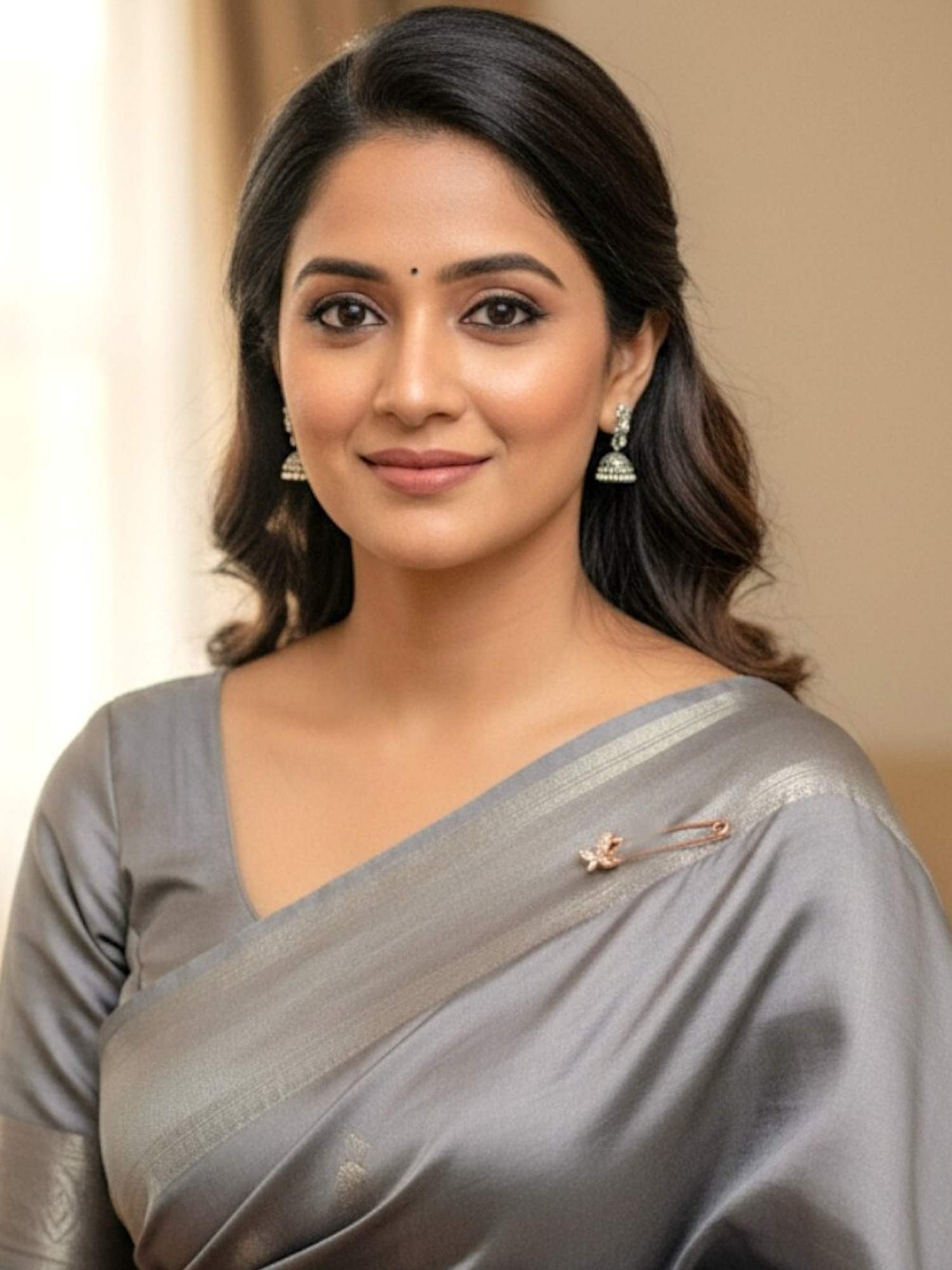 Accessher Rose Gold Butterfly Ad Saree Safety Pin Brooch