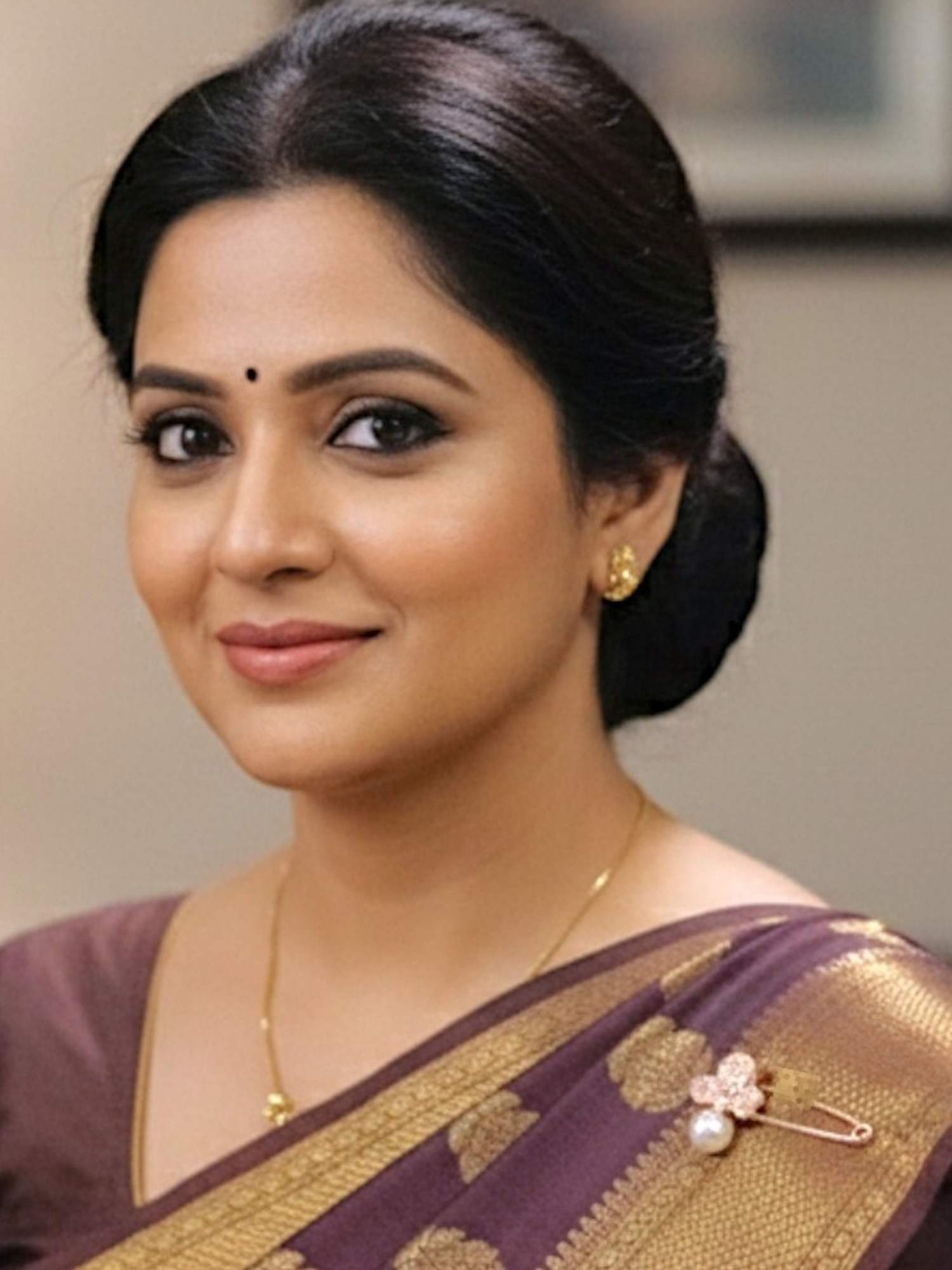 Accessher Rose Gold Floral Pearl Ad Saree Safety Pin Brooch