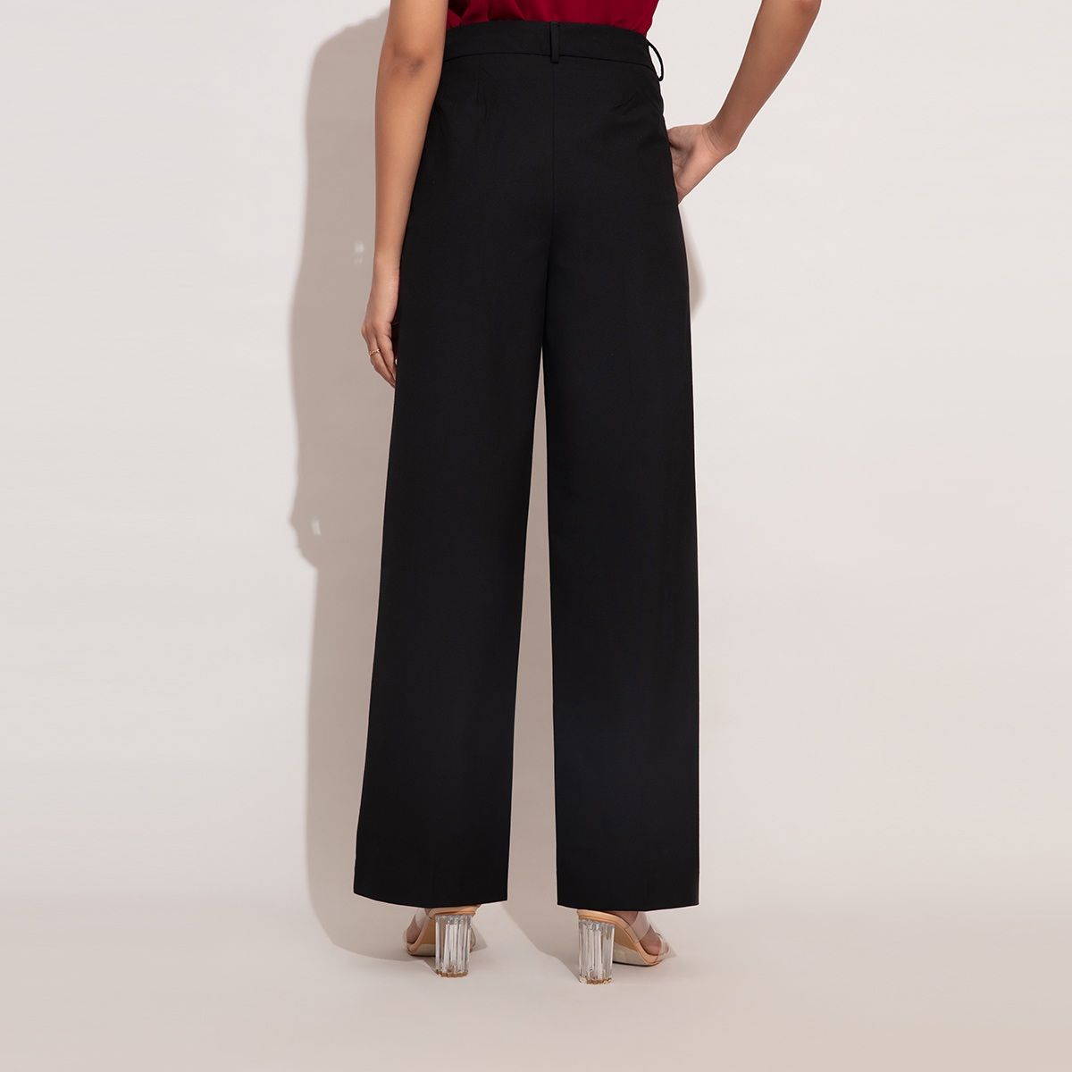 Buy Camla by MADAME Black Straight Fit Mid Rise Trousers for Women's Online  @ Tata CLiQ