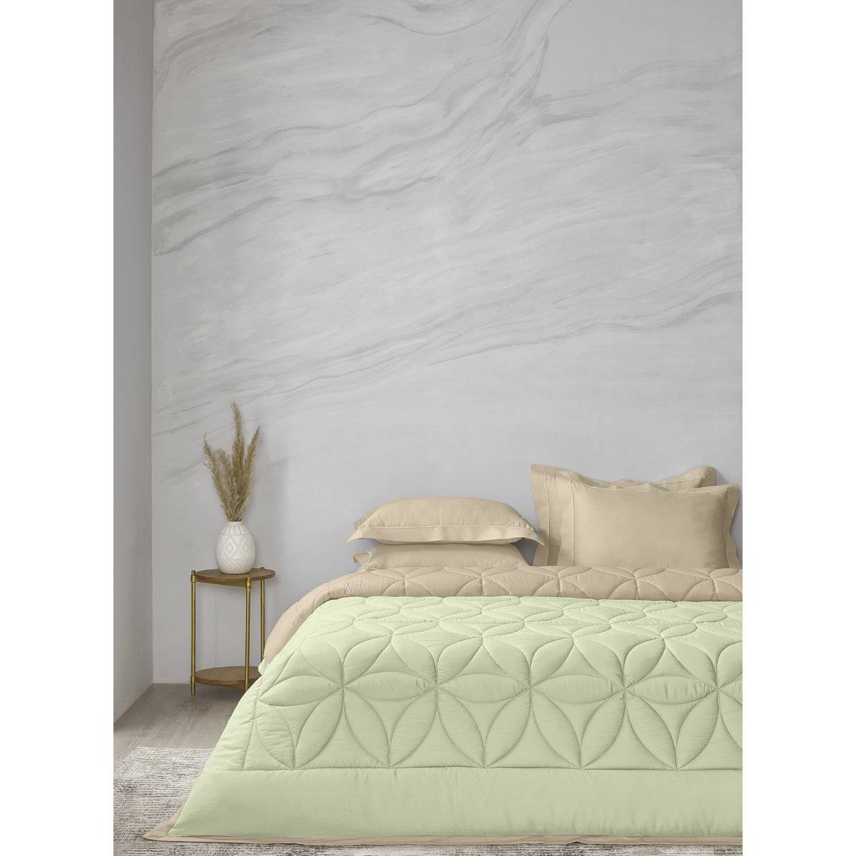 SANSAAR A D'DECOR BRAND LIVE CONSCIOUSLY Celadon French oak Double Comforter Bedding Set Queen