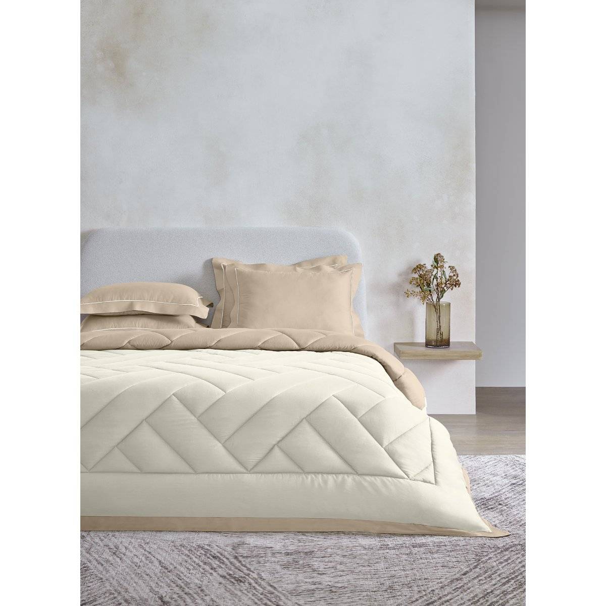 SANSAAR A D'DECOR BRAND LIVE CONSCIOUSLY Marshmallow French Oak Double Comforter Bedding Set Queen