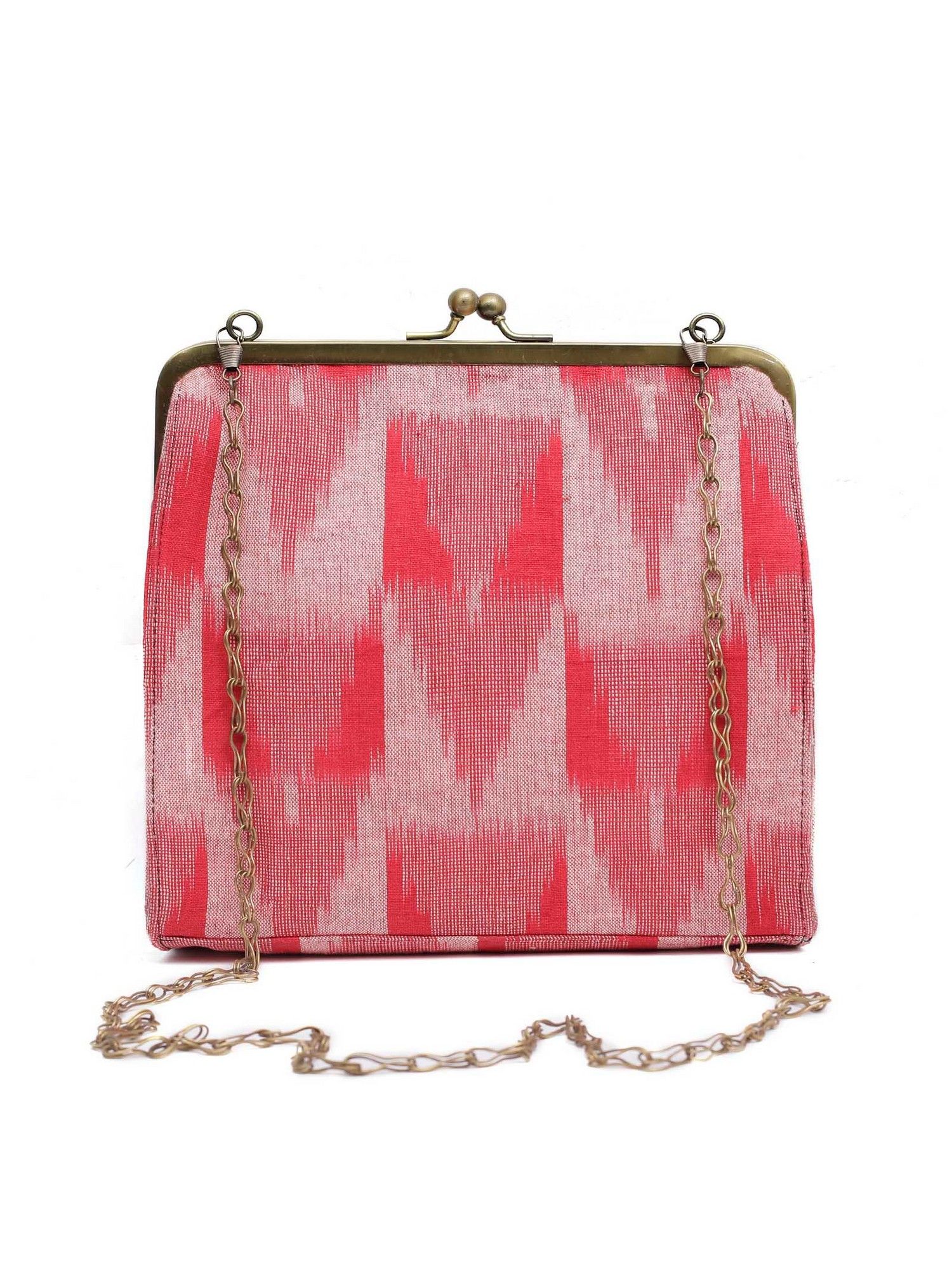 Buy TJORI Bags Crimson Red Ikat Square Clutch Bag Online