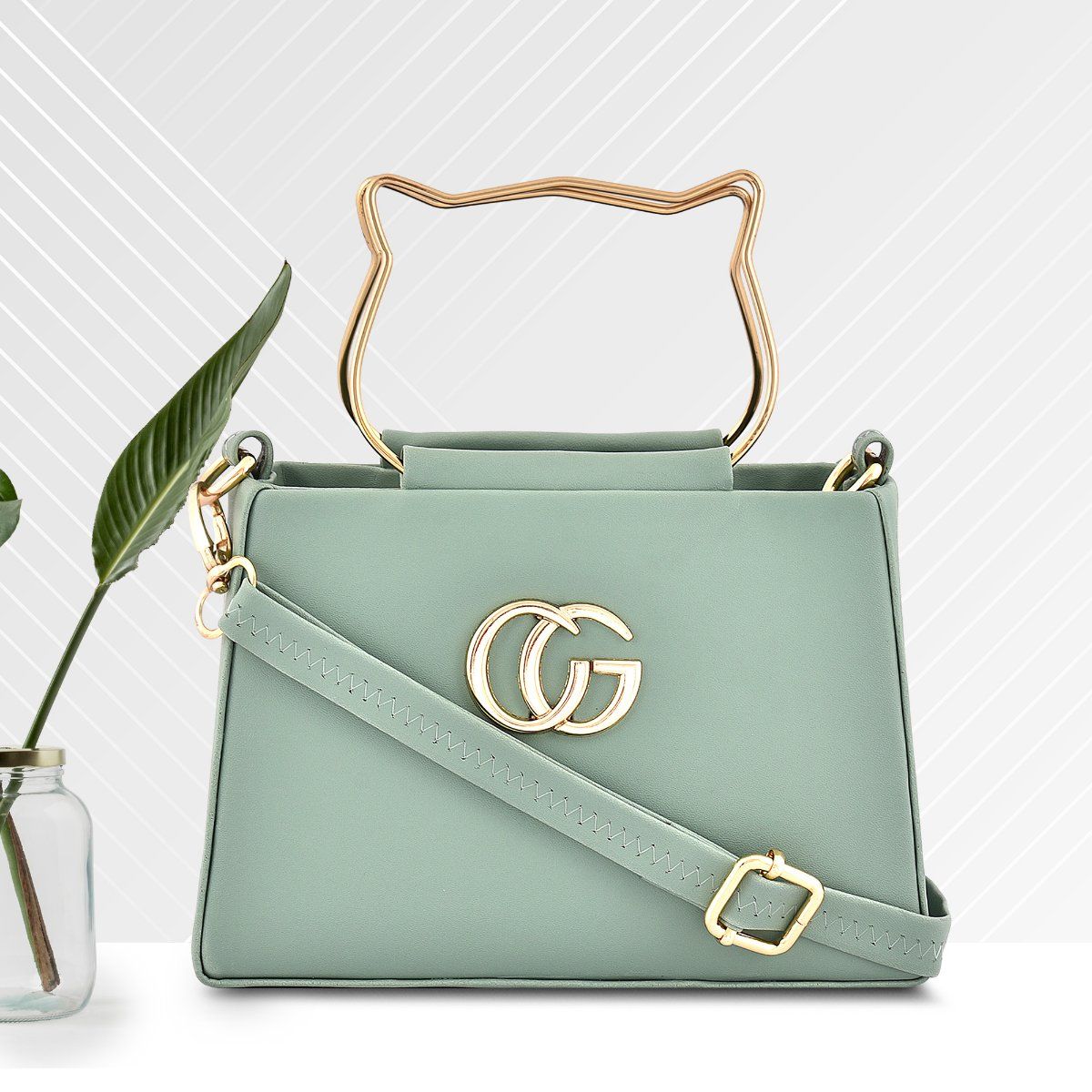 MP) Small Green Faux Leather Purse Handbag Tote Bag w/Silver & Green Studs  | eBay