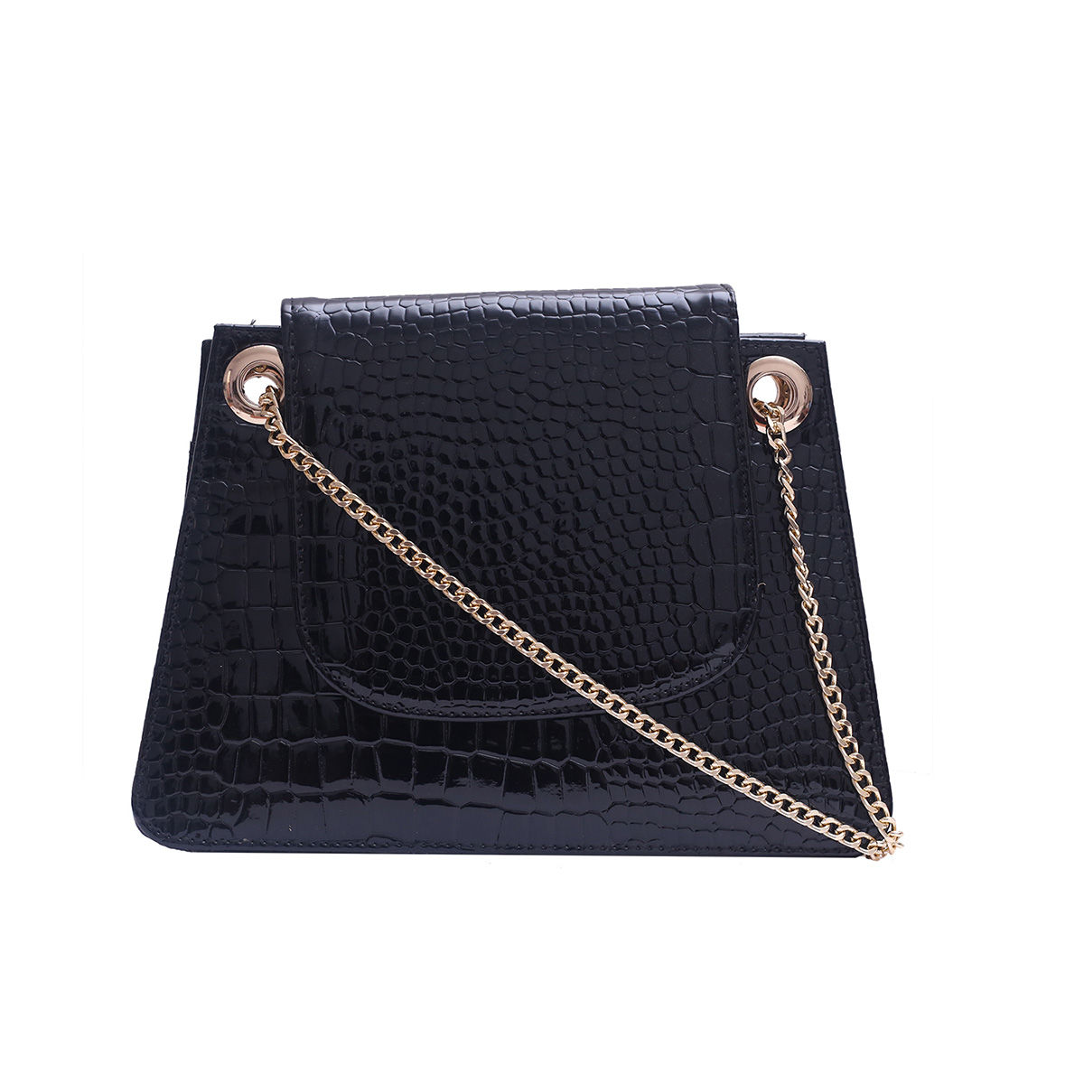 AIMÉE BLACK CROCO BAG – Fauvette Paris