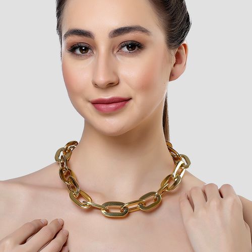 Buy Karatcart Women Gold Plated Lightweight Big Oval Link Necklace