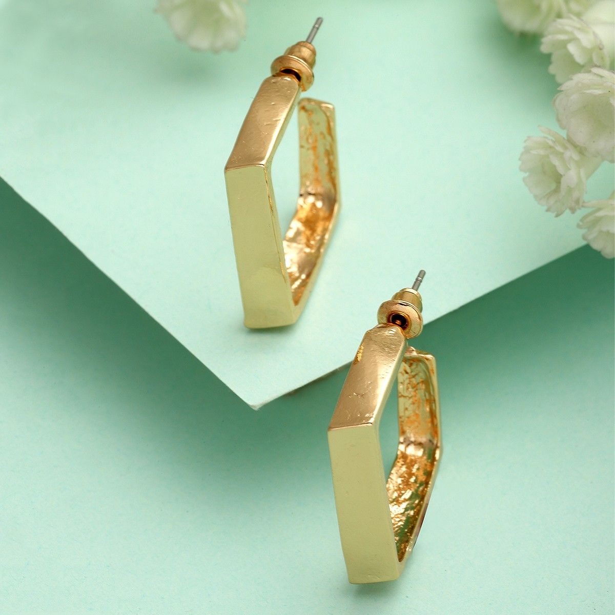 Buy Gold Earrings, Half Hoop Earrings, Gold Flower Earrings, Nature Earrings,  Floral Hoops, Stud Hoops, Large Studs, Gold Vermeil, 925 Silver Online in  India - Etsy