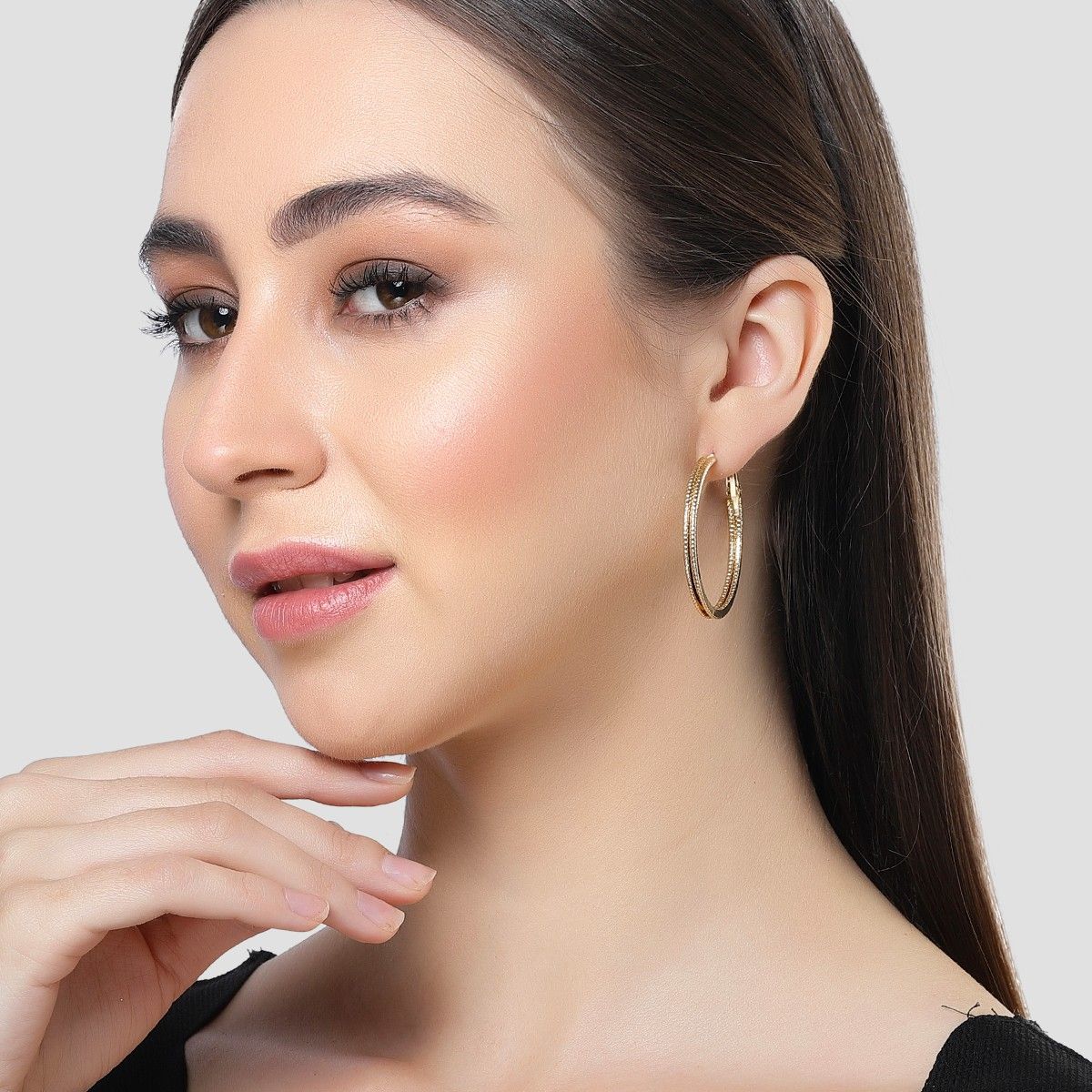 Tann Trim Crescent Large Hoop 18 Kt Gold Plated Earrings for Women Buy  Tann Trim Crescent Large Hoop 18 Kt Gold Plated Earrings for Women Online  at Best Price in India  Nykaa