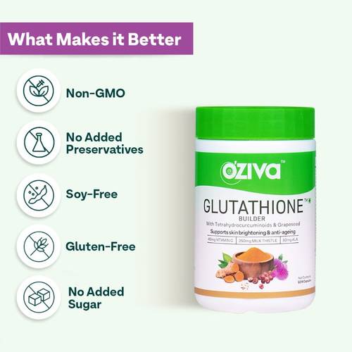 Buy OZiva Glutathione Builder (with ALA, Skin Vitamins ) for Skin Brightening & Anti-Ageing (Pack of 2) Online