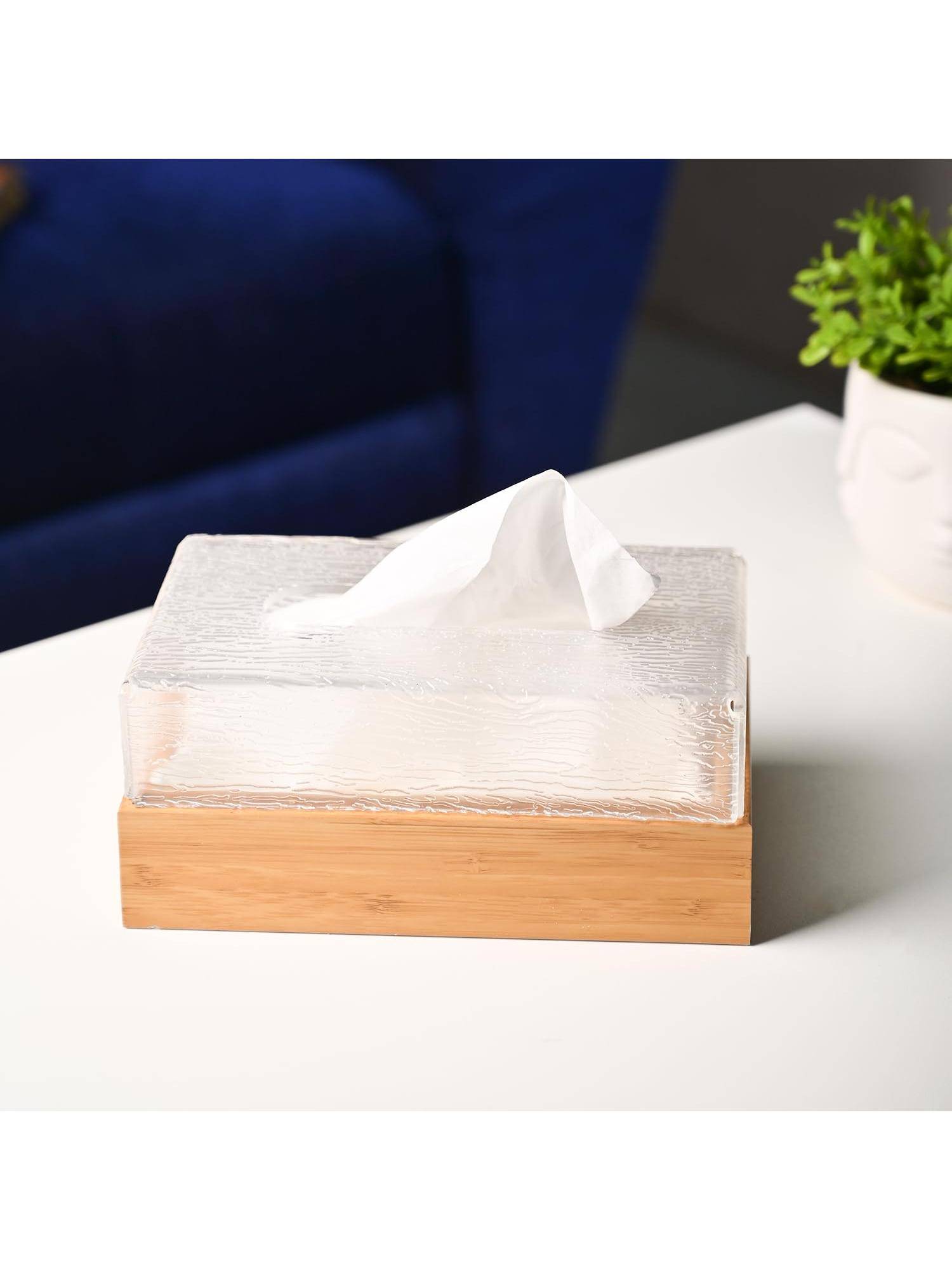 Voncasa Plastic Tissue Box | Rectangular Glossy Napkin Holder Case