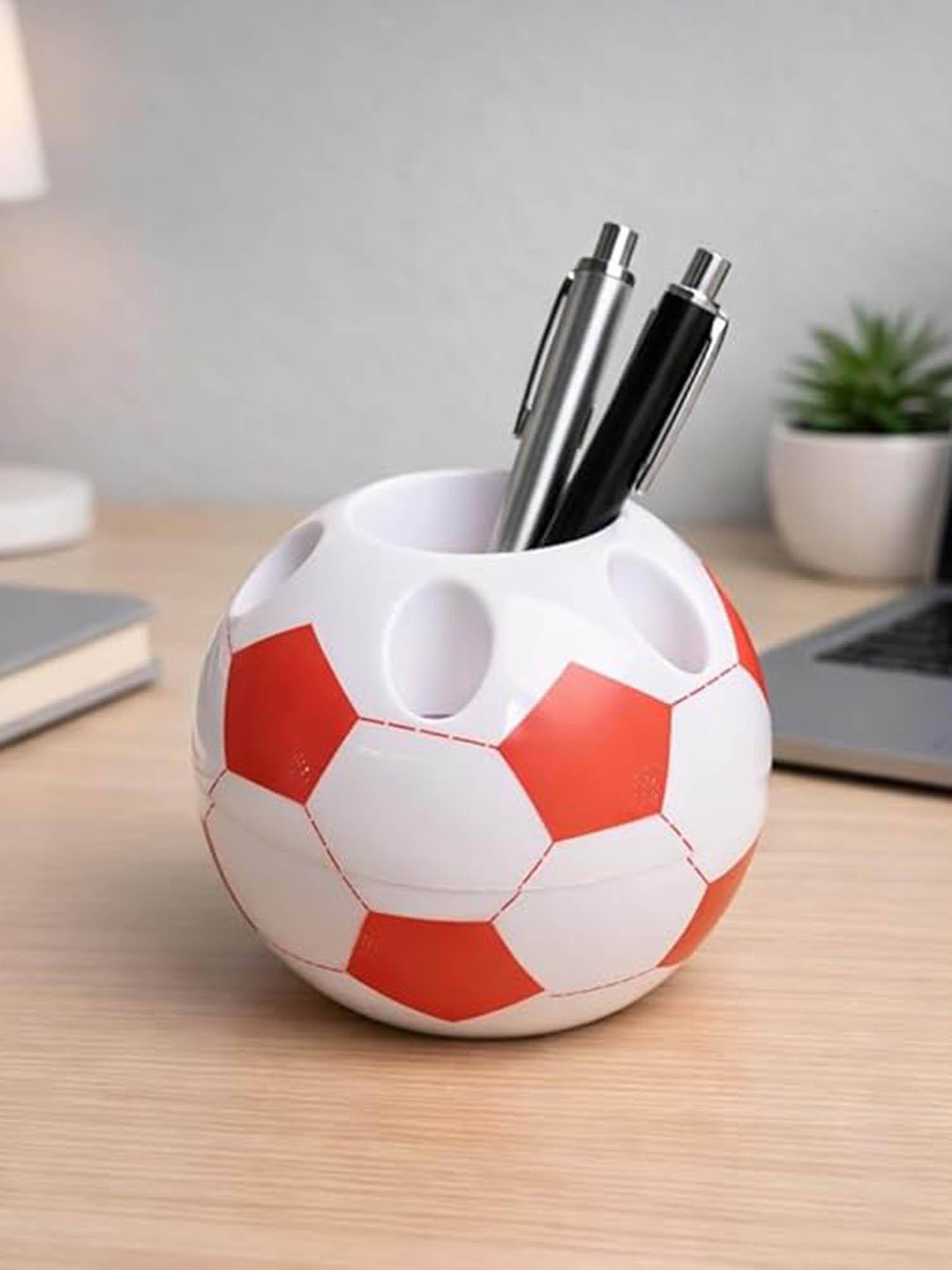Voncasa Plastic Pen Holder | Football-Shaped Glossy Desk Organizer for Pens