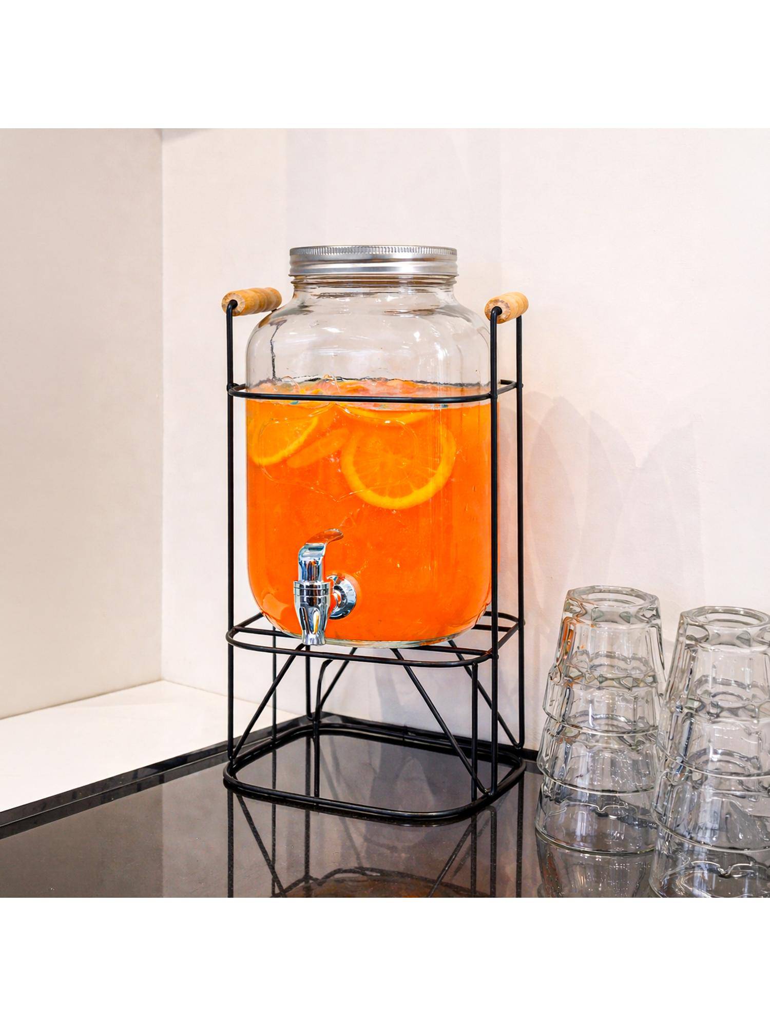 Voncasa Mason Jar with Stainless Steel Lid | Square Glass Jar