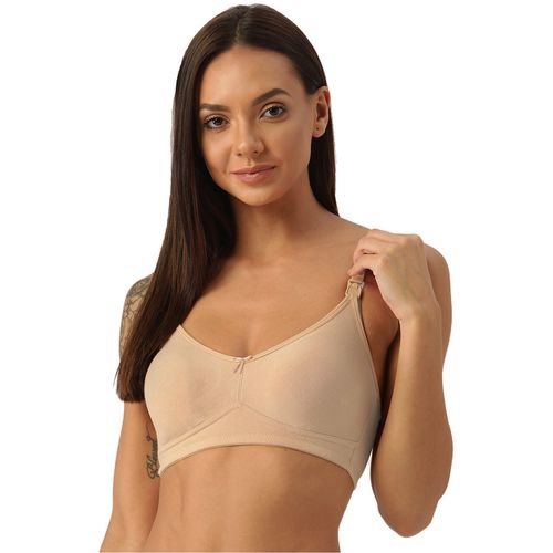 Buy Inner Sense Organic Cotton Antimicrobial Soft Nursing Bra With  Removable Pads - Pack Of 3 -Nude Online