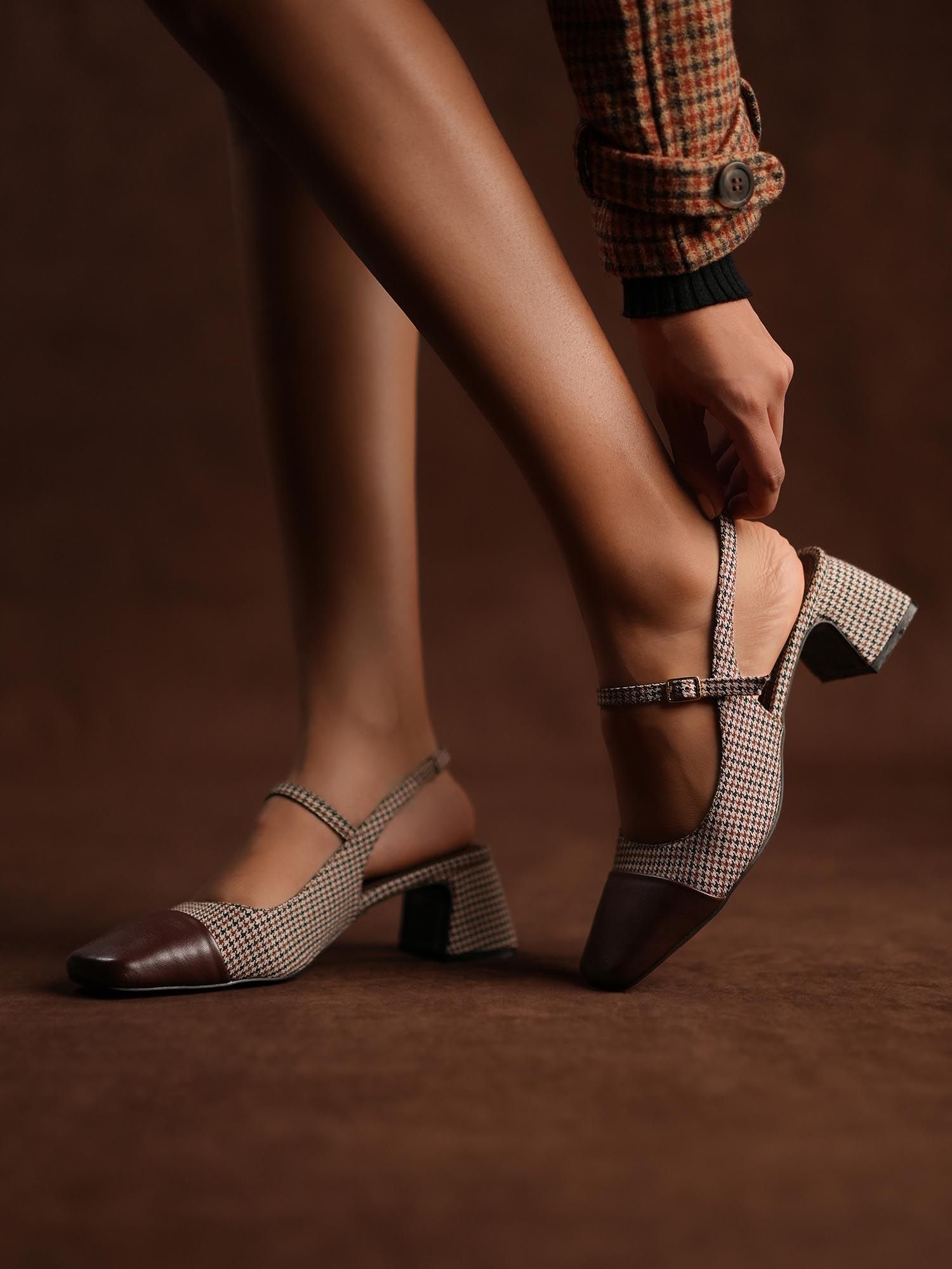 Buy Theater Women Brown Twiggy Match Girl Mary Jane Block Heels Online