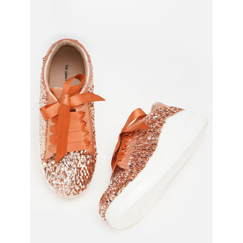 The Quirky Naari Apricot Crush Sequin Sneakers Orange (EURO 36)