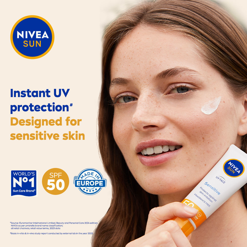 Buy NIVEA Sun Sensitive Skin SPF 50 Sunscreen, Ultra Matte, No White ...