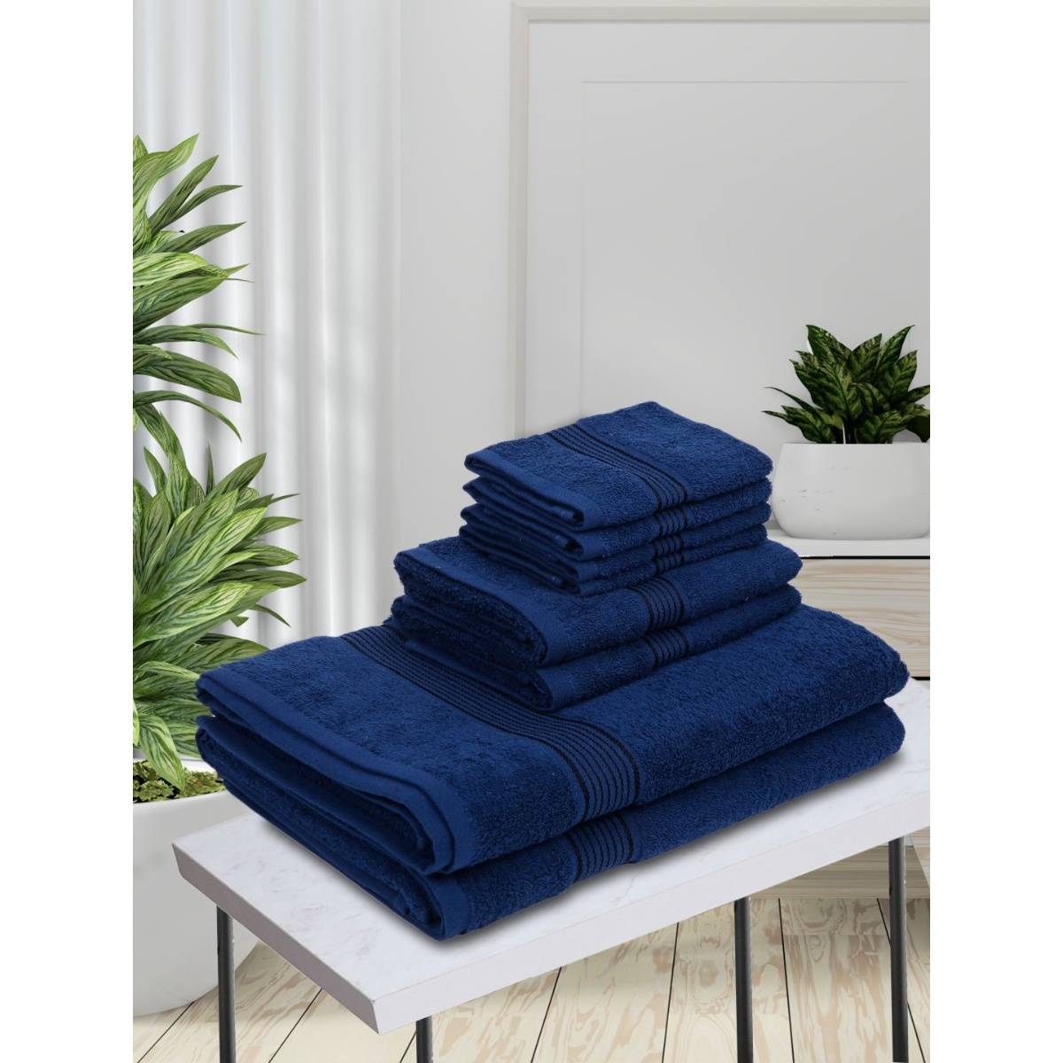 KOPA 8Pc Quick Dry 100% Cotton Soft Terry Towel -2Pc Bath, 2Pc Hand, 4Pc Face D'Ross Solid