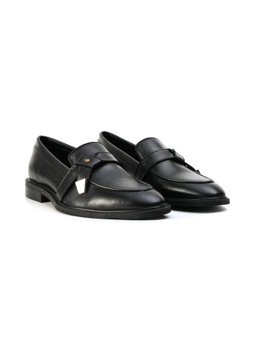 Monkstory Belted Slip-Ons Loafers Matte Black