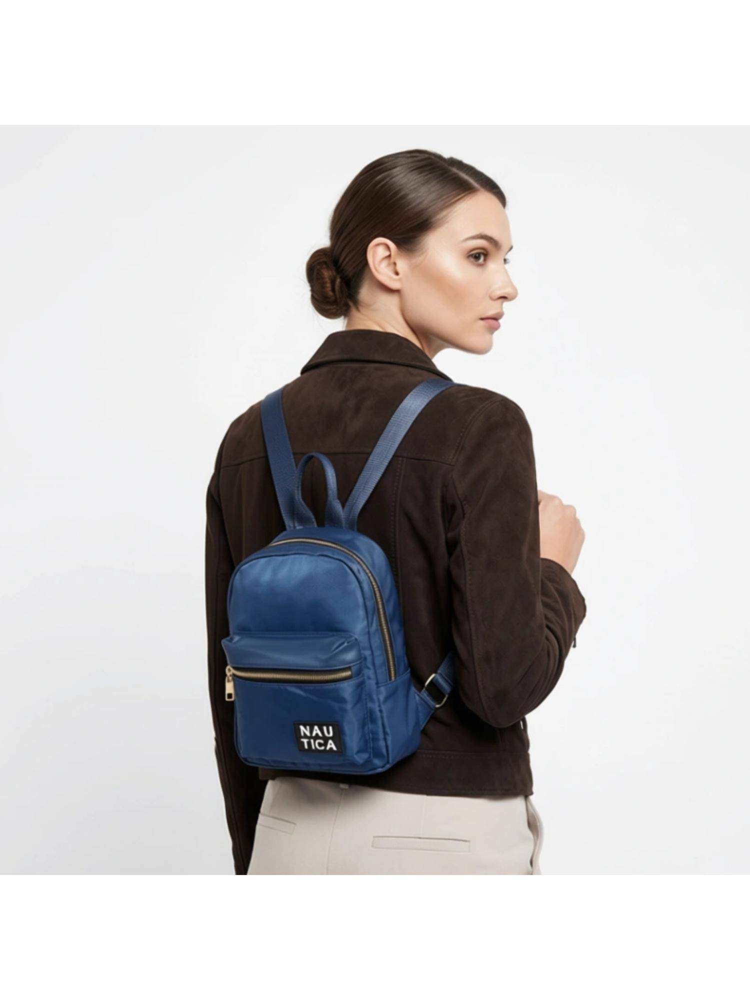 Nautica Premium Polyester Women's Mini Backpack - Navy Blue