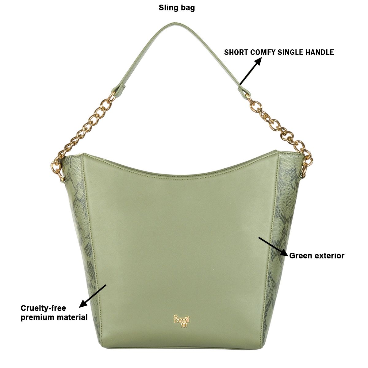 Buy Baggit Janise Green Large Hobo Handbag Online