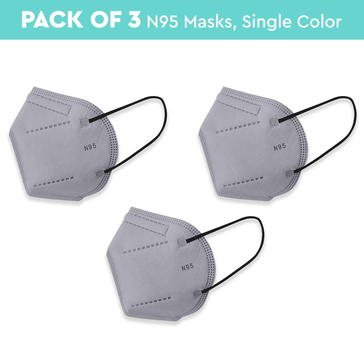 Nykaa Fashion Essentials- Certified N95 Mask with 5 Layer Protection Pack of 3-NYA025 - Grey