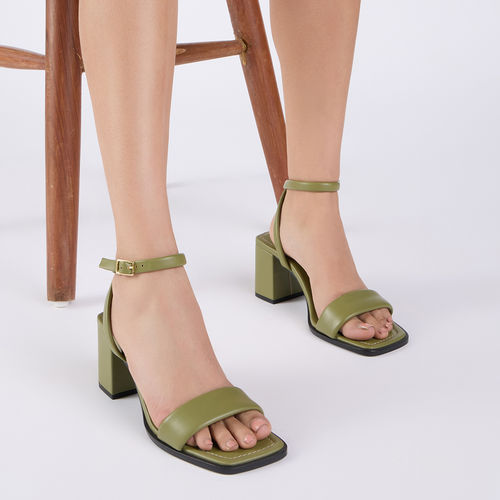 Buy IYKYK by Nykaa Fashion Olive Green Solid Ankle Strap Block
