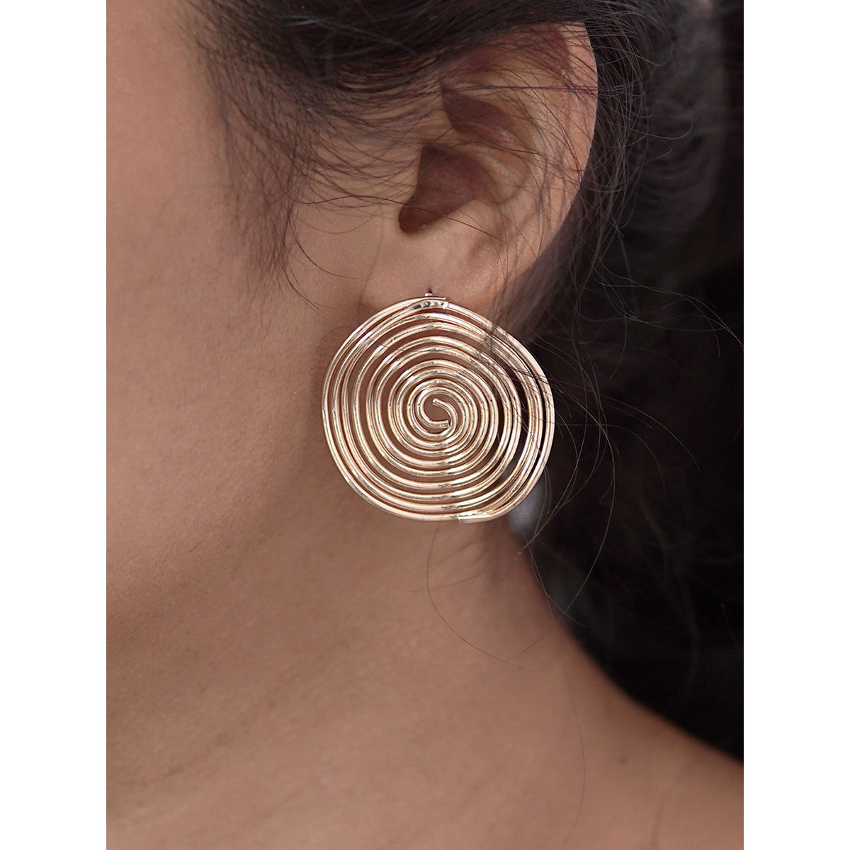 Buy Ayesha Chunky Circular Coil GoldToned Oversized Stud Earrings Online