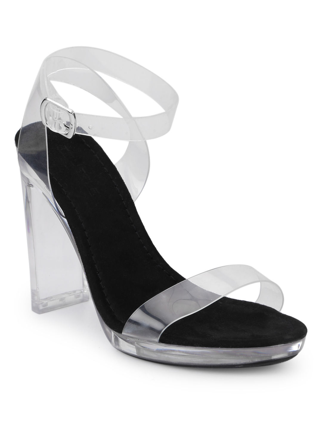 Clear black hot sale block heels