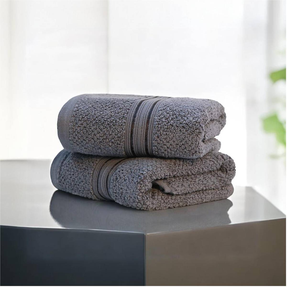 LANE LINEN 100% Cotton Hand Towels (Pack Of 2) - Grey