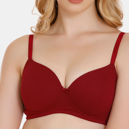 Buy Penny By Zivame Padded Wire Free T-Shirt Bra - Beet Red Online