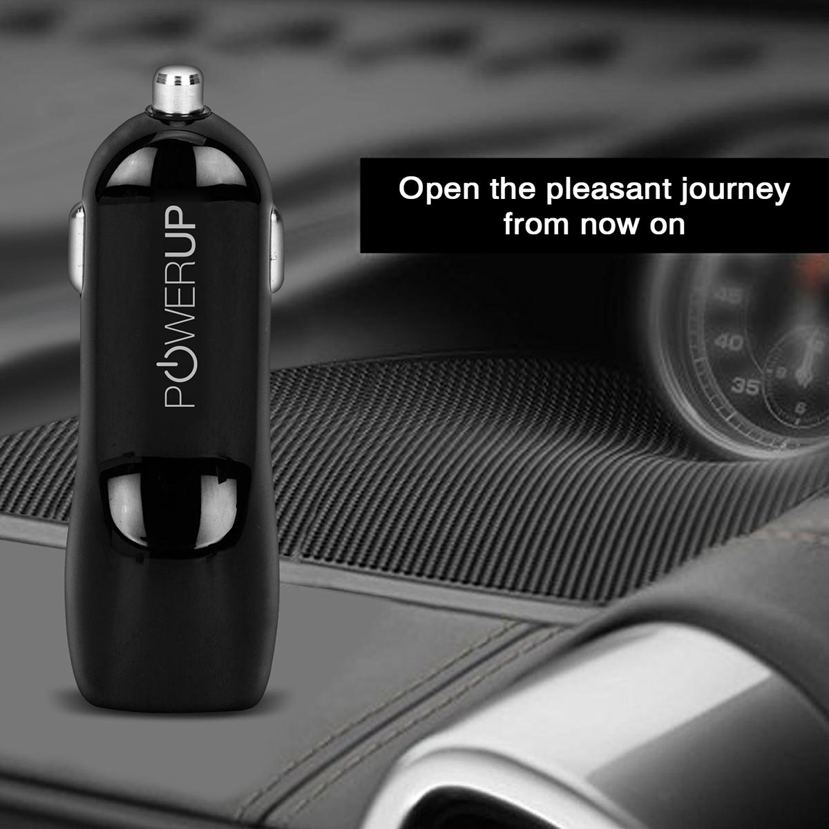 PowerUp 3.4A Car Charger Fast Drive 17W 2 USB Port ULTRA SMART - Black ...