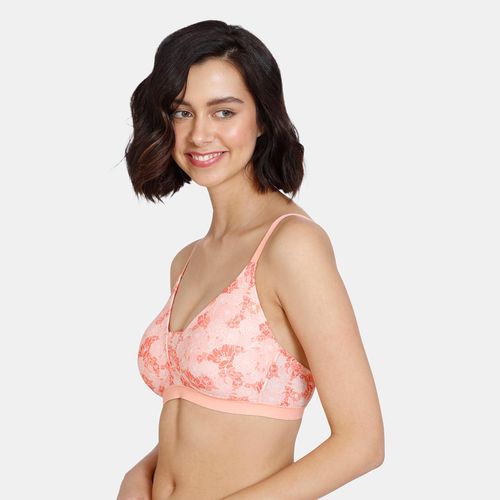 Buy Zivame Summer Blooms Padded Non-Wired 3-4th Coverage T-Shirt Bra -  Desert Flower-Peach Online