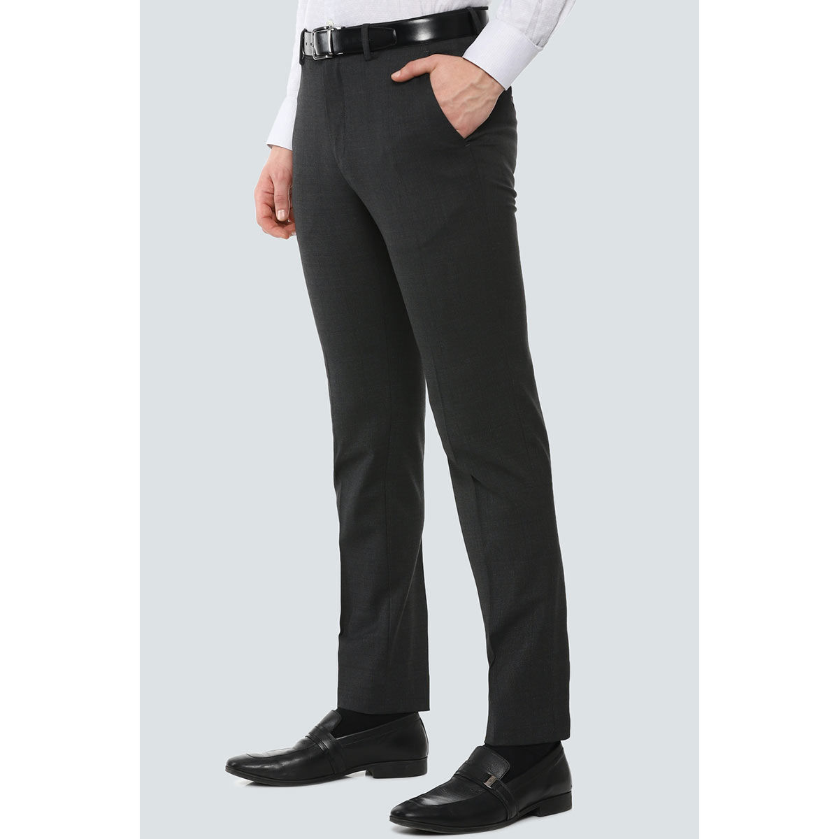 Buy LOUIS PHILIPPE Black Solid Polyester Slim Fit Men's Formal Trousers |  Shoppers Stop