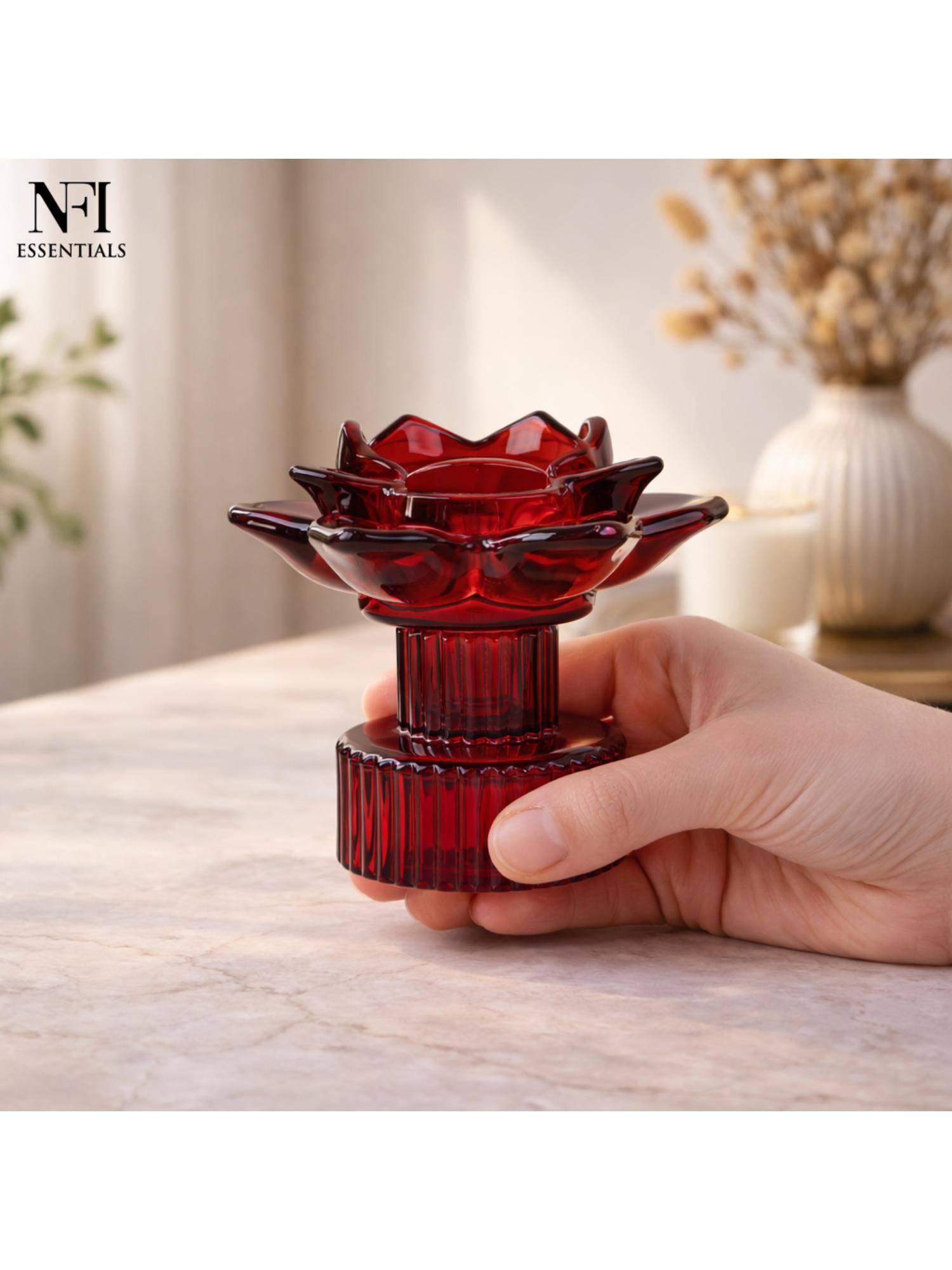 NFI Essentials Tealight Lotus Flower Candle Holder
