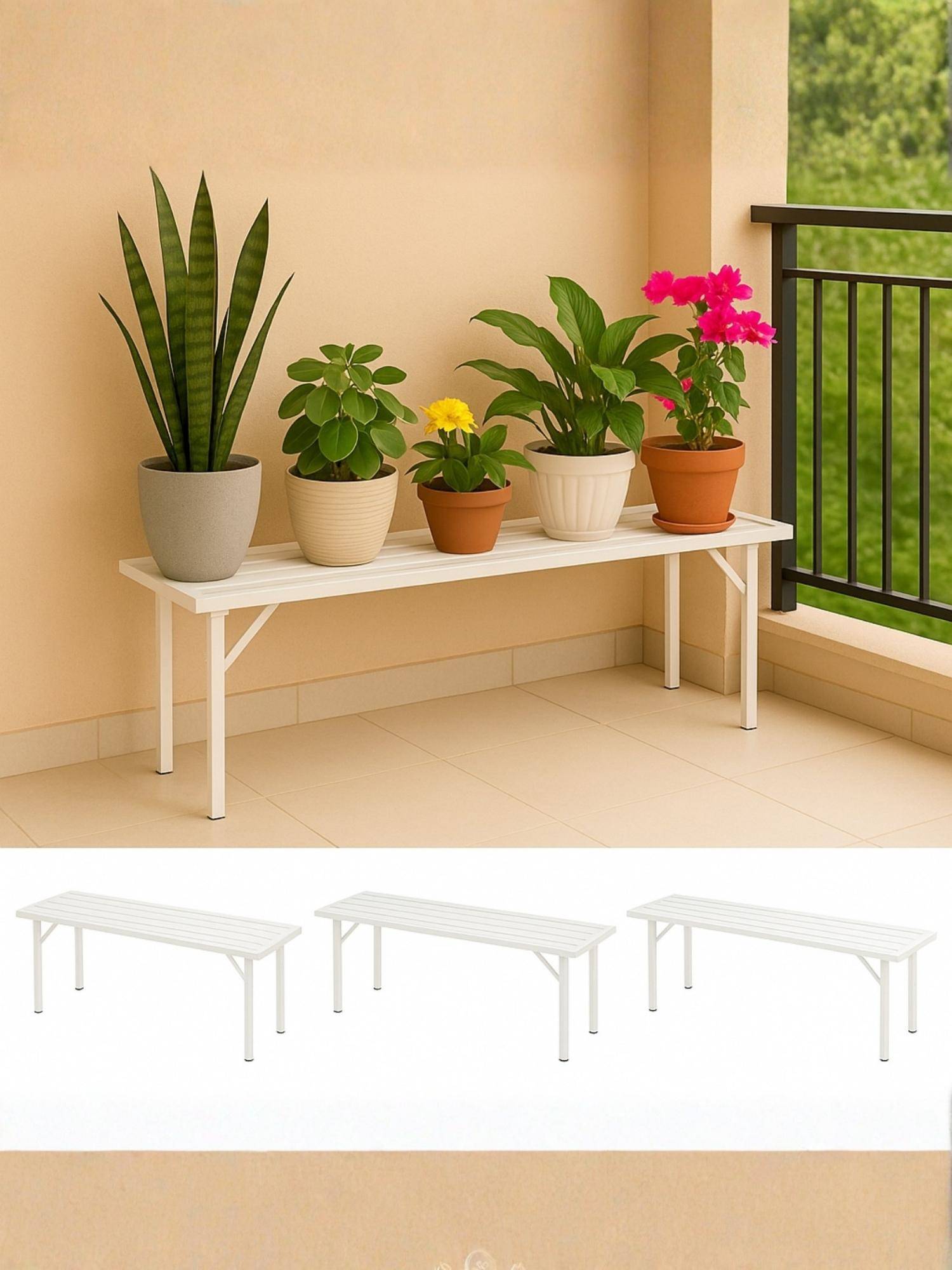 Ecofynd Adam Jr 35-Inch Tall White Metal Plant Stand (Pack of 4)