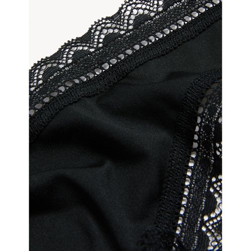Black microfibre and lace Brazilian panty