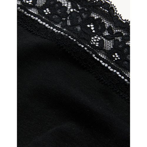 Buy Marks & Spencer Cotton Lycra & Lace Full Briefs - Black (Pack