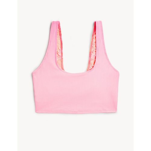 Buy Marks & Spencer Meia Rib Lace Crop Top - Pink Online