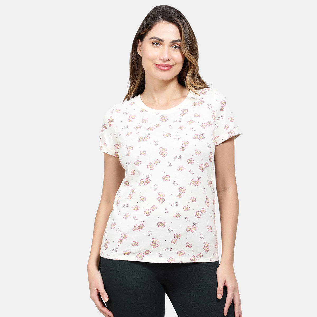 Buy Jockey A144 Womens Cotton Printed Fabric Relaxed Fit T-shirt ...