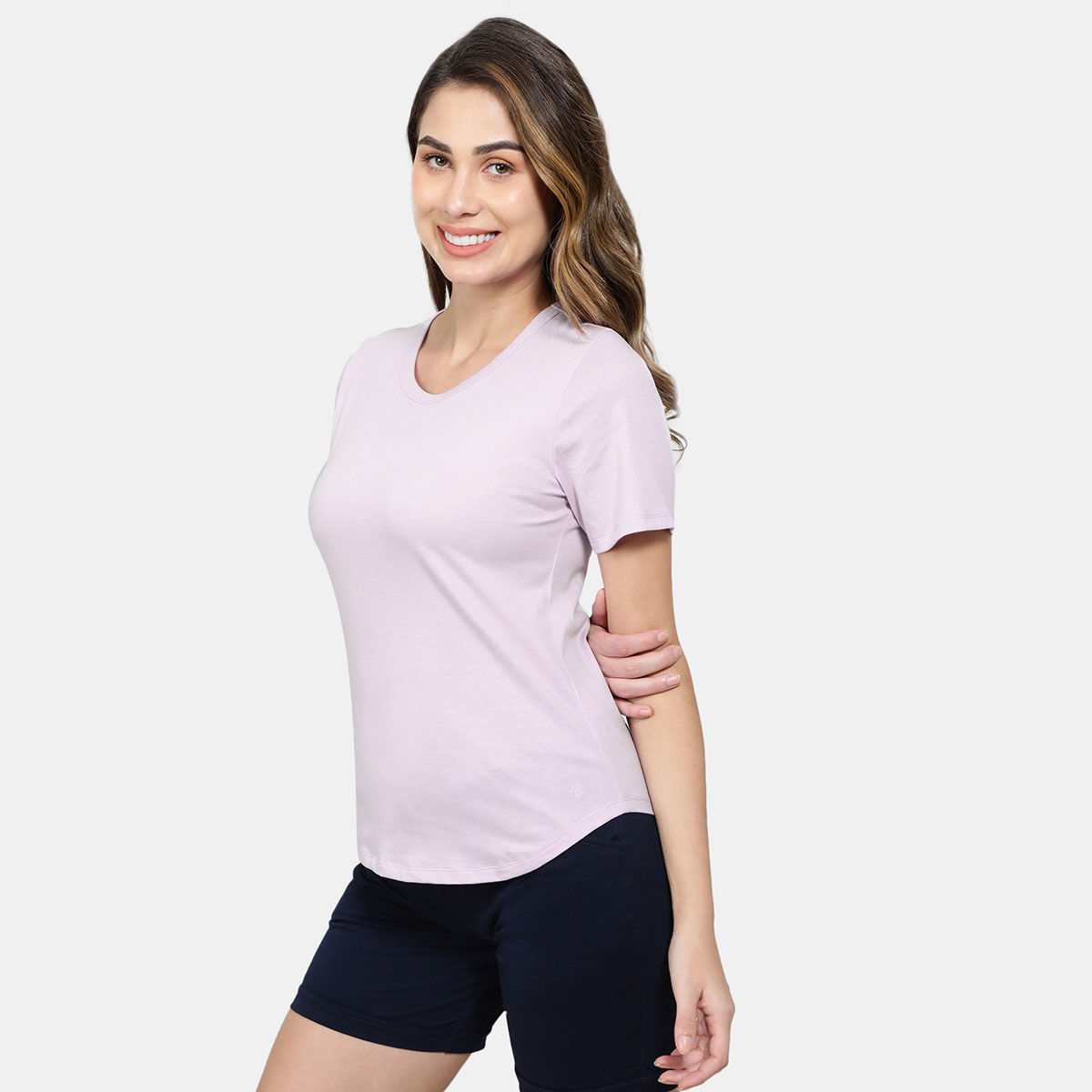 Jockey Aw88 Women Cotton Rich Relaxed Fit Curved Hem Styled T-shirt ...