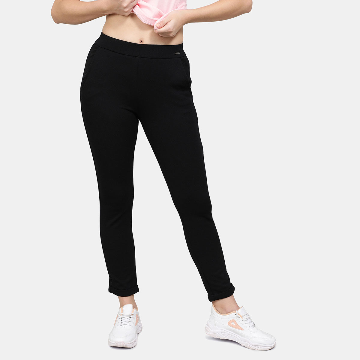 Buy Naqsum Womens Solid Black Polyester Elastane Jogger Pants in India at  best price f2fmartcom
