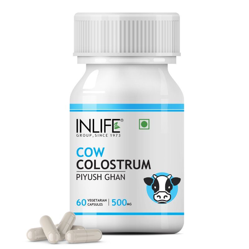 INLIFE Cow Colostrum Supplement, 500mg (60 Veg. Capsules)