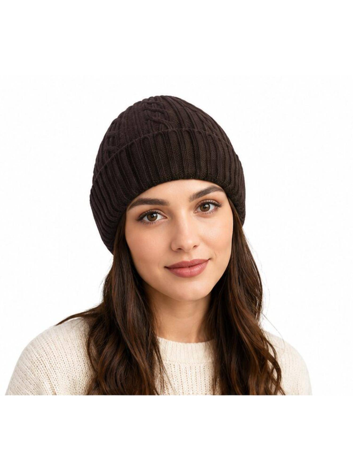 CAZZANO Women Winter Woollen Brown Beanie